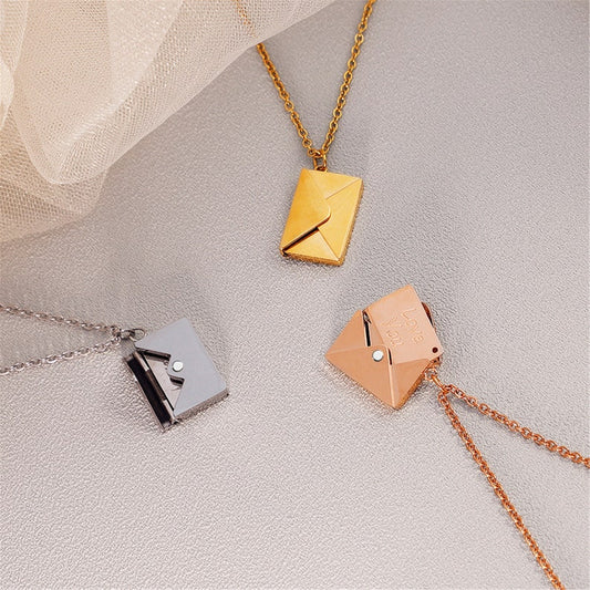 Custom 3D Silver Envelope Necklace with Engraved Insert