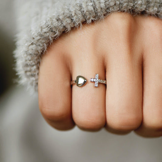 To My Daughter "Pray Through It" Heart and Cross Ring