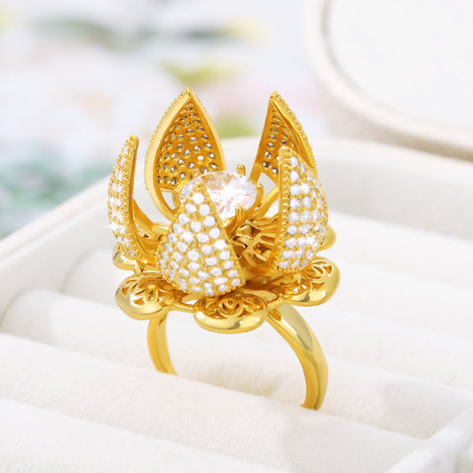 Stainless Steel Hollow Open And Close Bud Rings For Women