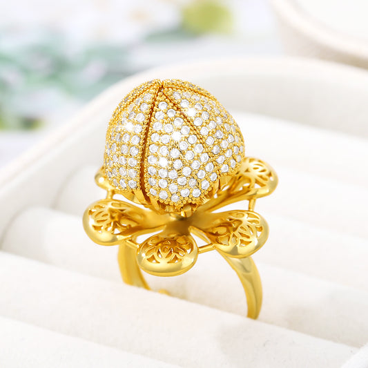 Stainless Steel Hollow Open And Close Bud Rings For Women