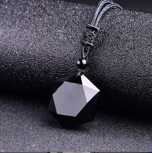 Medivh-Natural Stone Black Obsidian Pendant Healing Necklace