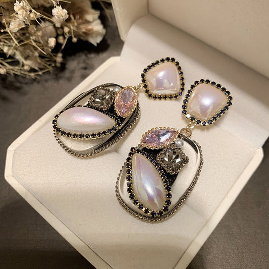 Vintage Pearl Crystal Earrings