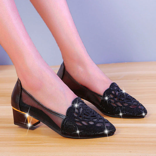 Cutout Rose Low Heels