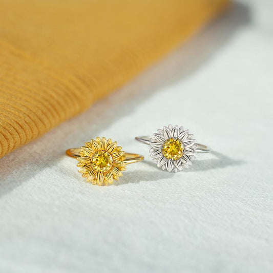 Personalized I Would Change the World for You Sunflower Ring