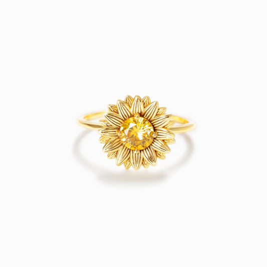 Personalized I Would Change the World for You Sunflower Ring