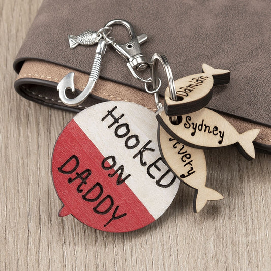 Personalized Fishing Keychain We're Hooked on Daddy Dad Grampa