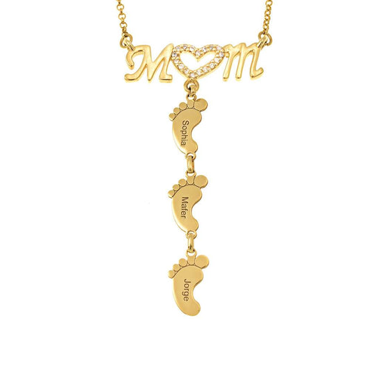 Mother's Day Gift Baby Feet And Mom Necklace
