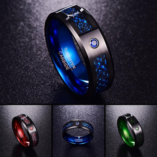 Men's Dragon's Eye Tungsten Carbide Ruby Ring