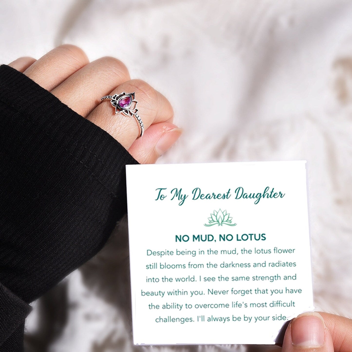 Lotus Flower Ring Jewelry Gift For Family And Friends