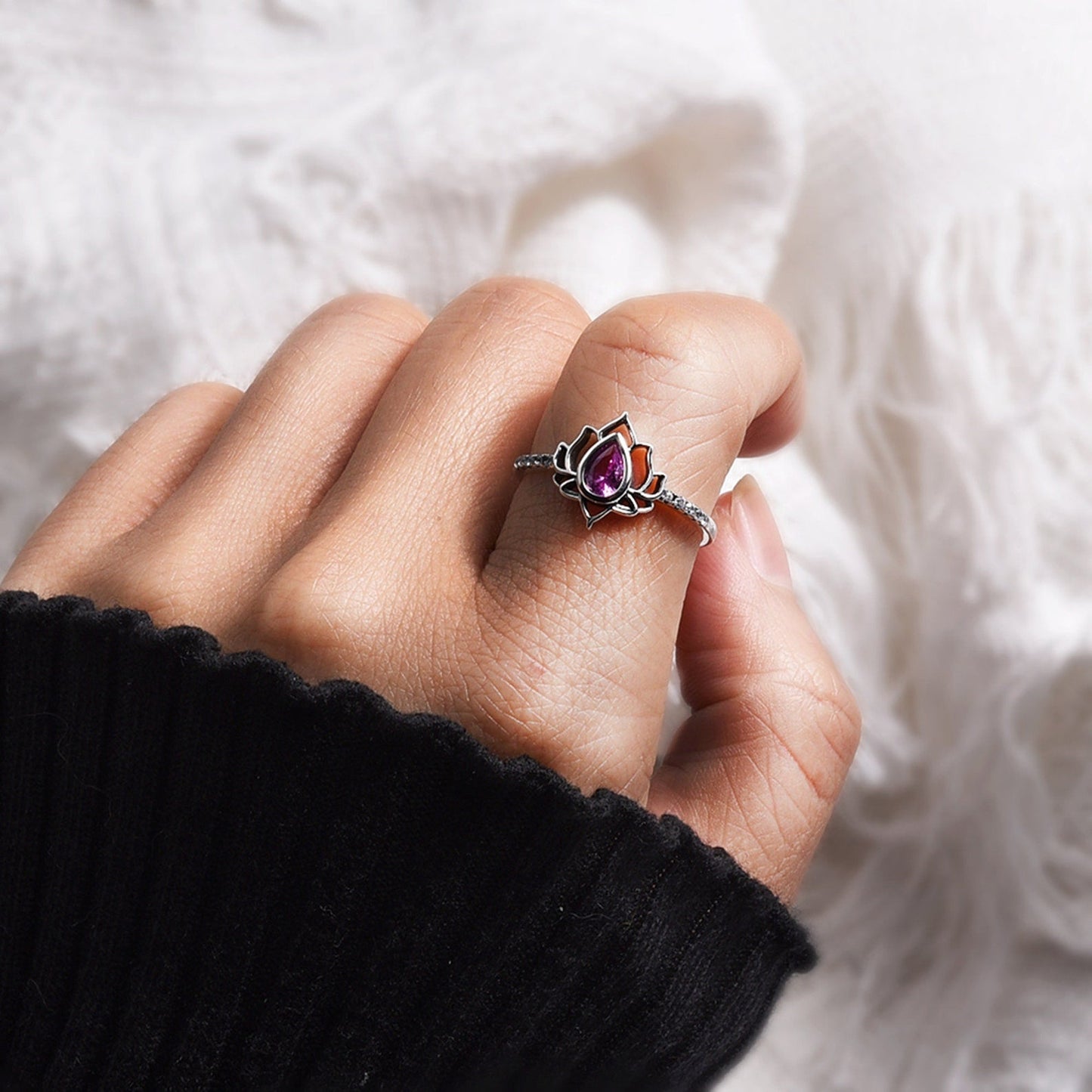 Lotus Flower Ring Jewelry Gift For Family And Friends