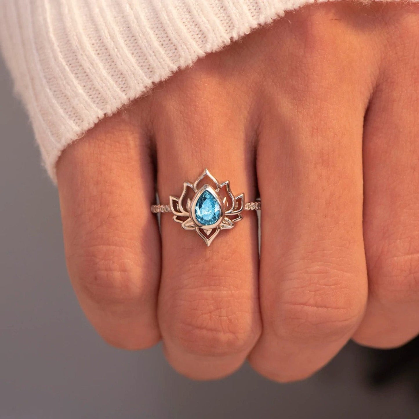 Lotus Flower Ring Jewelry Gift For Family And Friends