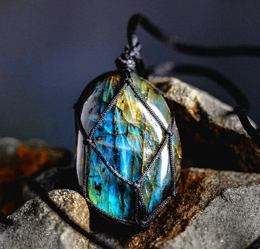 Wrapped dragons heart Healing Labradorite Crystal Energy Necklace