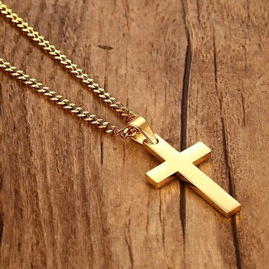 Fashion Stainless Steel Cross Gold Silver Color Necklace