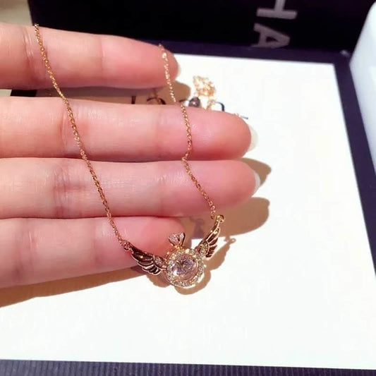 Angel Smart Necklace Collarbone Chain Beating Heart Wings Niche Simple Flying Wings Inlaid Gold-plated